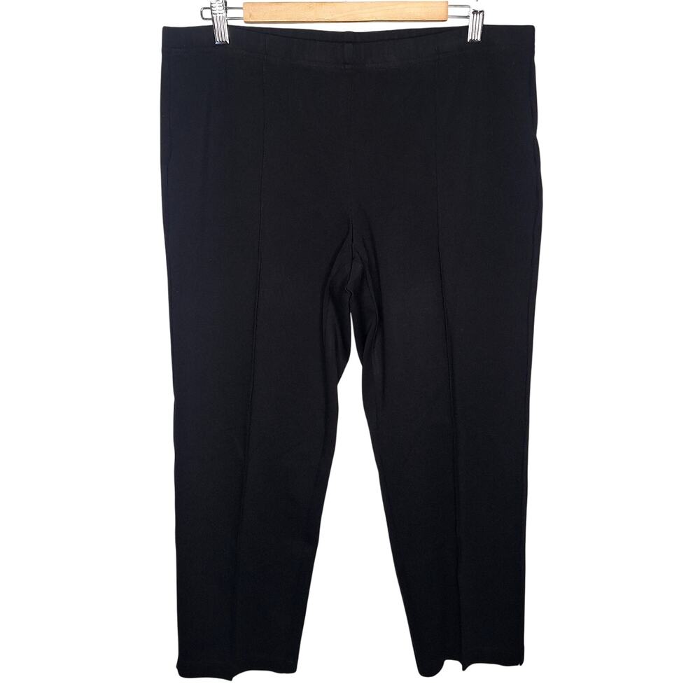St. John Caviar Ponte Knit Dress Pants 14 Pull On Ankle Stretch Career Basics